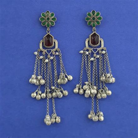 Oxidised Long Earring With Oxidised Plating