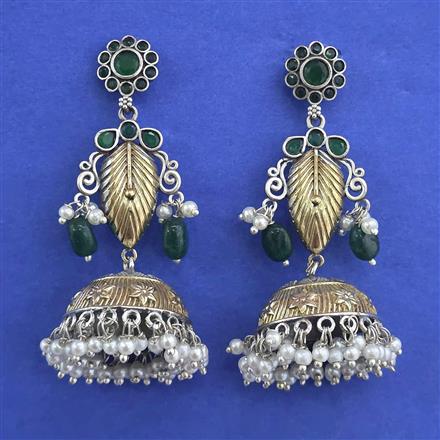 Oxidised Classic Earring With 2 Tone Plating