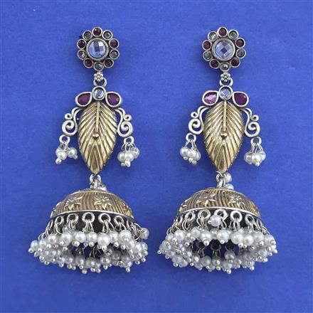 Oxidised Classic Earring With 2 Tone Plating