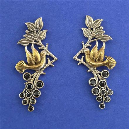 Oxidised Classic Earring With 2 Tone Plating