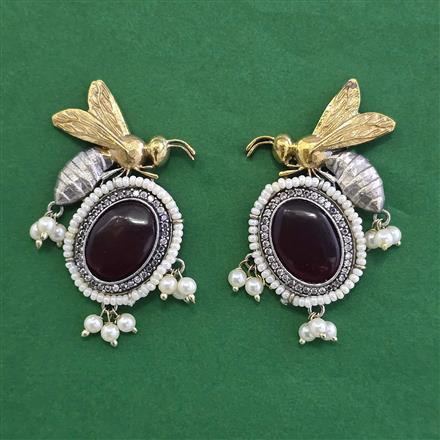 Oxidised Classic Earring With 2 Tone Plating