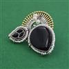 Oxidised Adjustable Ring With 2 Tone Plating