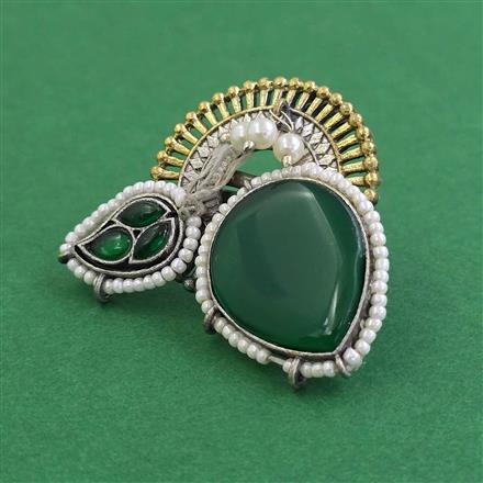 Oxidised Adjustable Ring With 2 Tone Plating