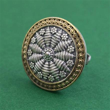 Oxidised Adjustable Ring With 2 Tone Plating