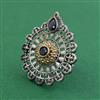 Oxidised Adjustable Ring With 2 Tone Plating