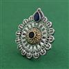 Oxidised Adjustable Ring With 2 Tone Plating
