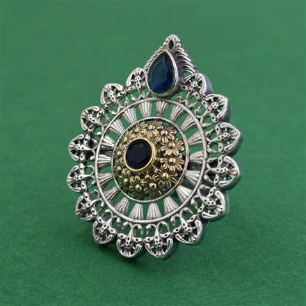 Oxidised Adjustable Ring With 2 Tone Plating