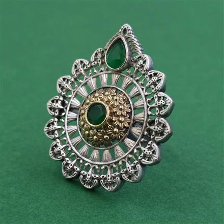 Oxidised Adjustable Ring With 2 Tone Plating