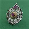 Oxidised Adjustable Ring With 2 Tone Plating