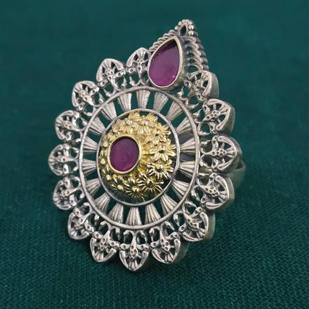 Oxidised Adjustable Ring With 2 Tone Plating