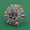 Oxidised Adjustable Ring With 2 Tone Plating