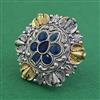 Oxidised Adjustable Ring With 2 Tone Plating
