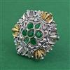 Oxidised Adjustable Ring With 2 Tone Plating