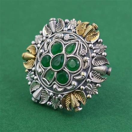 Oxidised Adjustable Ring With 2 Tone Plating