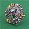 Oxidised Adjustable Ring With 2 Tone Plating