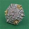 Oxidised Adjustable Ring With 2 Tone Plating