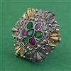 Oxidised Adjustable Ring With 2 Tone Plating