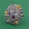 Oxidised Adjustable Ring With 2 Tone Plating
