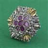 Oxidised Adjustable Ring With 2 Tone Plating