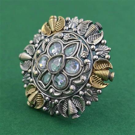 Oxidised Adjustable Ring With 2 Tone Plating