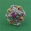 Oxidised Adjustable Ring With 2 Tone Plating