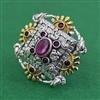 Oxidised Adjustable Ring With 2 Tone Plating