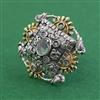 Oxidised Adjustable Ring With 2 Tone Plating