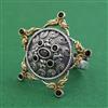 Oxidised Adjustable Ring With 2 Tone Plating