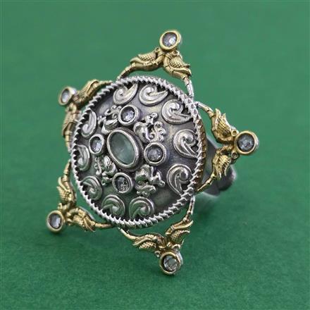 Oxidised Adjustable Ring With 2 Tone Plating