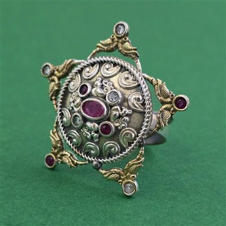 Oxidised Adjustable Ring With 2 Tone Plating