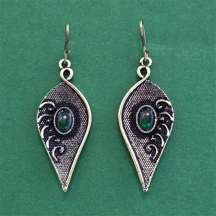 Oxidised Classic Earring With Mehndi Plating