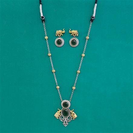 Oxidised Choker Necklace With 2 Tone Plating