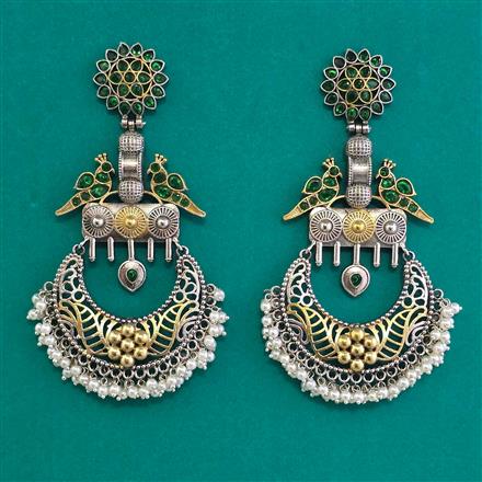 Oxidised Classic Earring With 2 Tone Plating