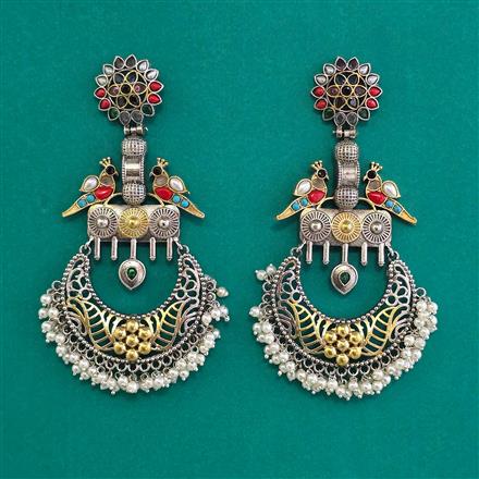Oxidised Classic Earring With 2 Tone Plating