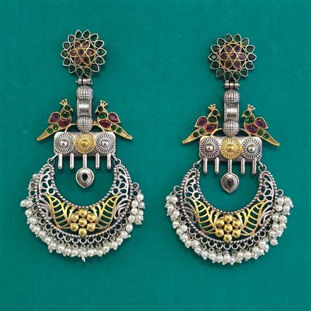 Oxidised Classic Earring With 2 Tone Plating