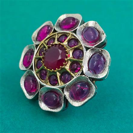 Oxidised Adjustable Ring With 2 Tone Plating