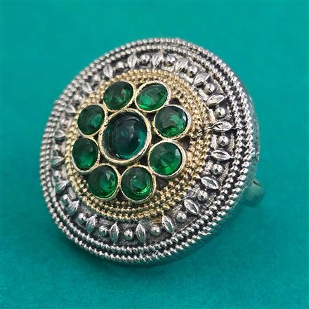 Oxidised Adjustable Ring With 2 Tone Plating