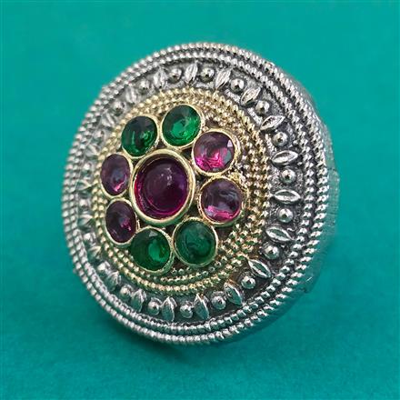 Oxidised Adjustable Ring With 2 Tone Plating