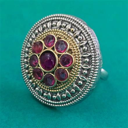 Oxidised Adjustable Ring With 2 Tone Plating