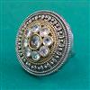 Oxidised Adjustable Ring With 2 Tone Plating