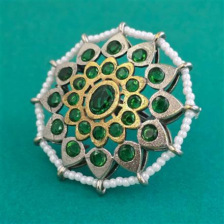 Oxidised Adjustable Ring With 2 Tone Plating