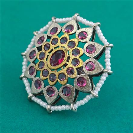 Oxidised Adjustable Ring With 2 Tone Plating