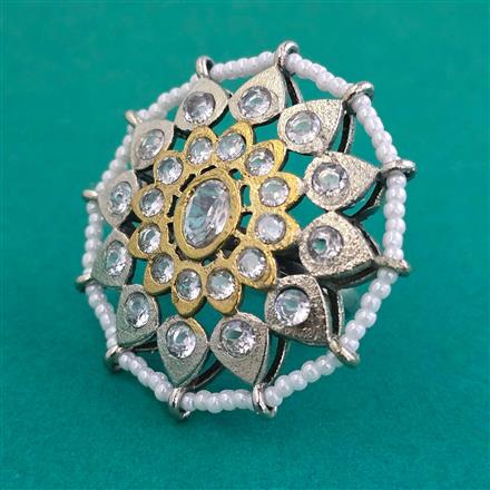 Oxidised Adjustable Ring With 2 Tone Plating
