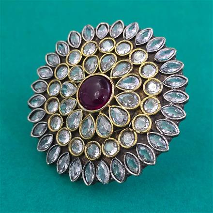 Oxidised Adjustable Ring With 2 Tone Plating