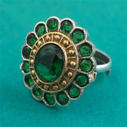 Oxidised Adjustable Ring With 2 Tone Plating