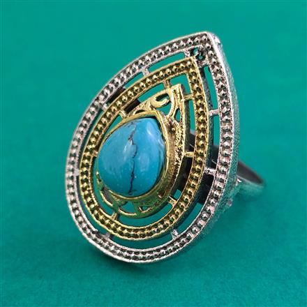 Oxidised Adjustable Ring With 2 Tone Plating