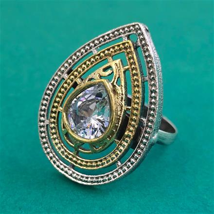 Oxidised Adjustable Ring With 2 Tone Plating