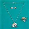 Oxidised Classic Pendant Set With 2 Tone Plating