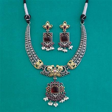 Oxidised Classic Necklace With 2 Tone Plating