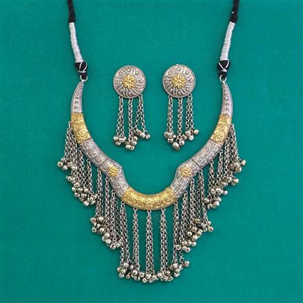 Oxidised Classic Necklace With 2 Tone Plating